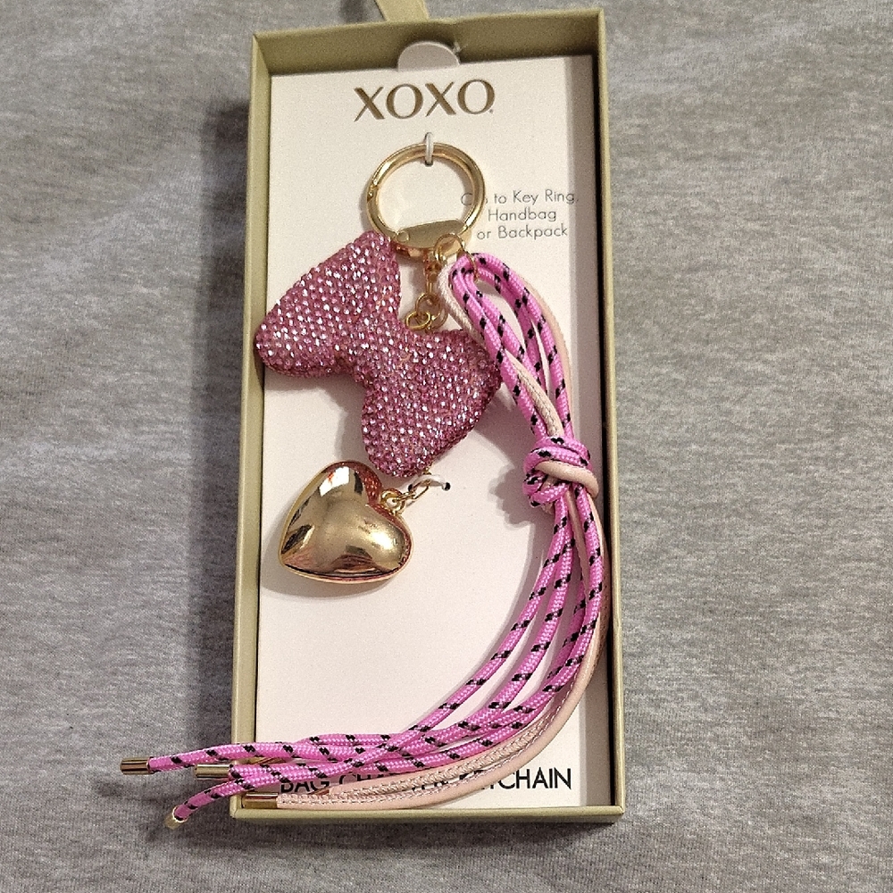 💗 XOXO Pink Bow Bag Charm & Keychain – Brand New in Box!